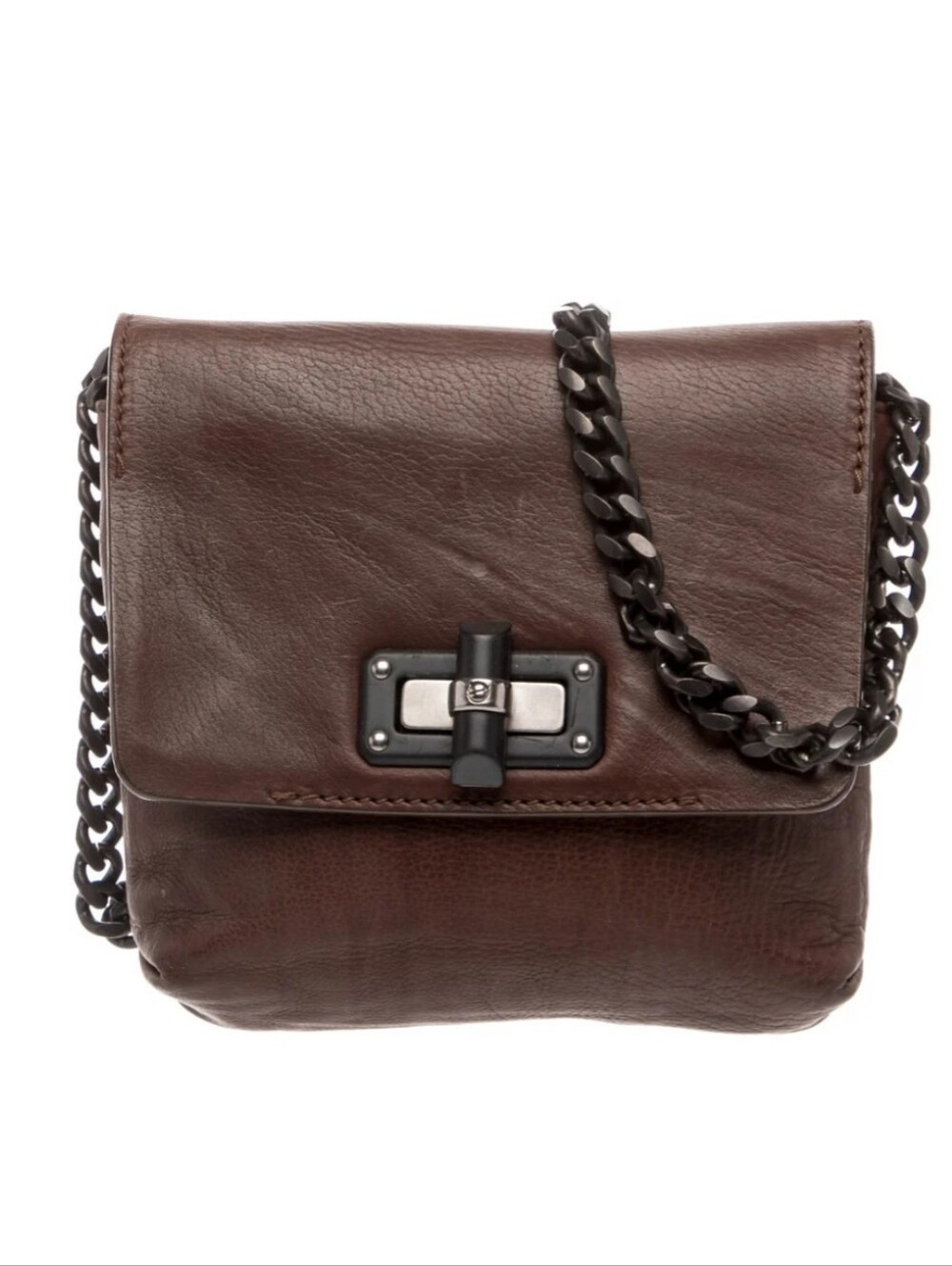 Lanvin Authentic Brown Leather Crossbody Bag